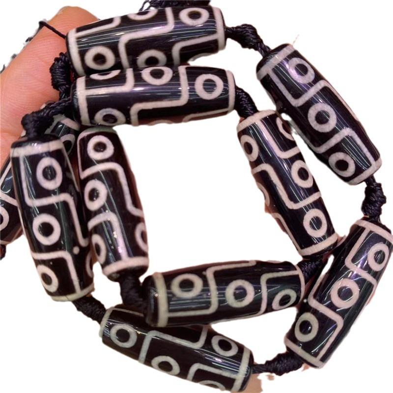 Nine-Eye Dzi Beads Natural Black Agate Tibetan Dzi Beads Jewelry Necklace With Beads Bodhi Top Beads Waist Beads Sun Moon Star