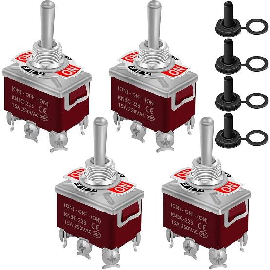 weideer 2Pcs Toggle Switch 12V 30A ON/Off 2 pin 2 Position SPST Waterproof Switch with Waterproof Cap Terminals for Auto Car Boat KL-C101