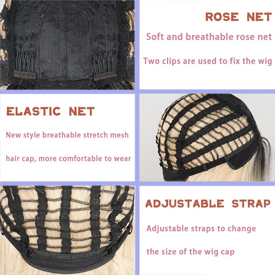 MERISIHAIR Peruca de cabelo liso feminino de cor mista com franja, cabelo preto com franja loira vermelha roxa rosa, fibra sintética, peruca de festa cosplay