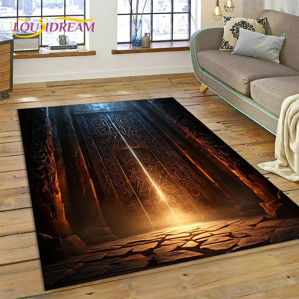 Illusion God's Temple Door Gate Carpet Rug for Living Room Bedroom Home Sofa Decoration,Kids Play Rug Floor Mat
