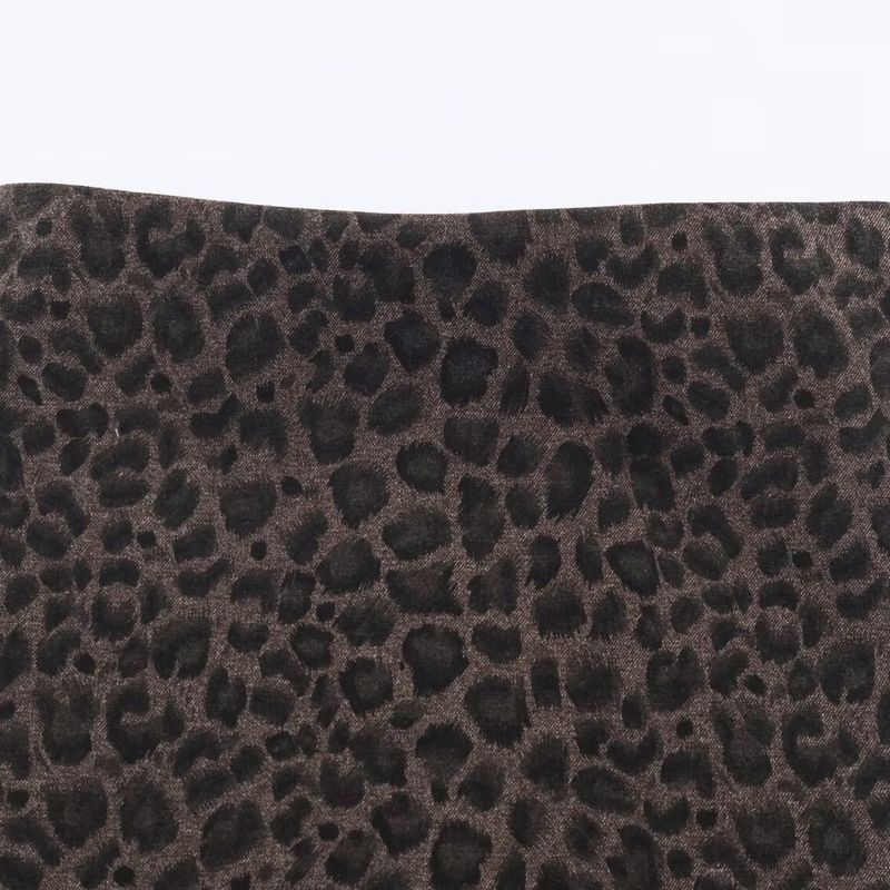 Za Export New Arrival Women's Clothing ZR Fashion Style Fashion All-Match Leopard Flocking a Version Crisp Long Skirt
