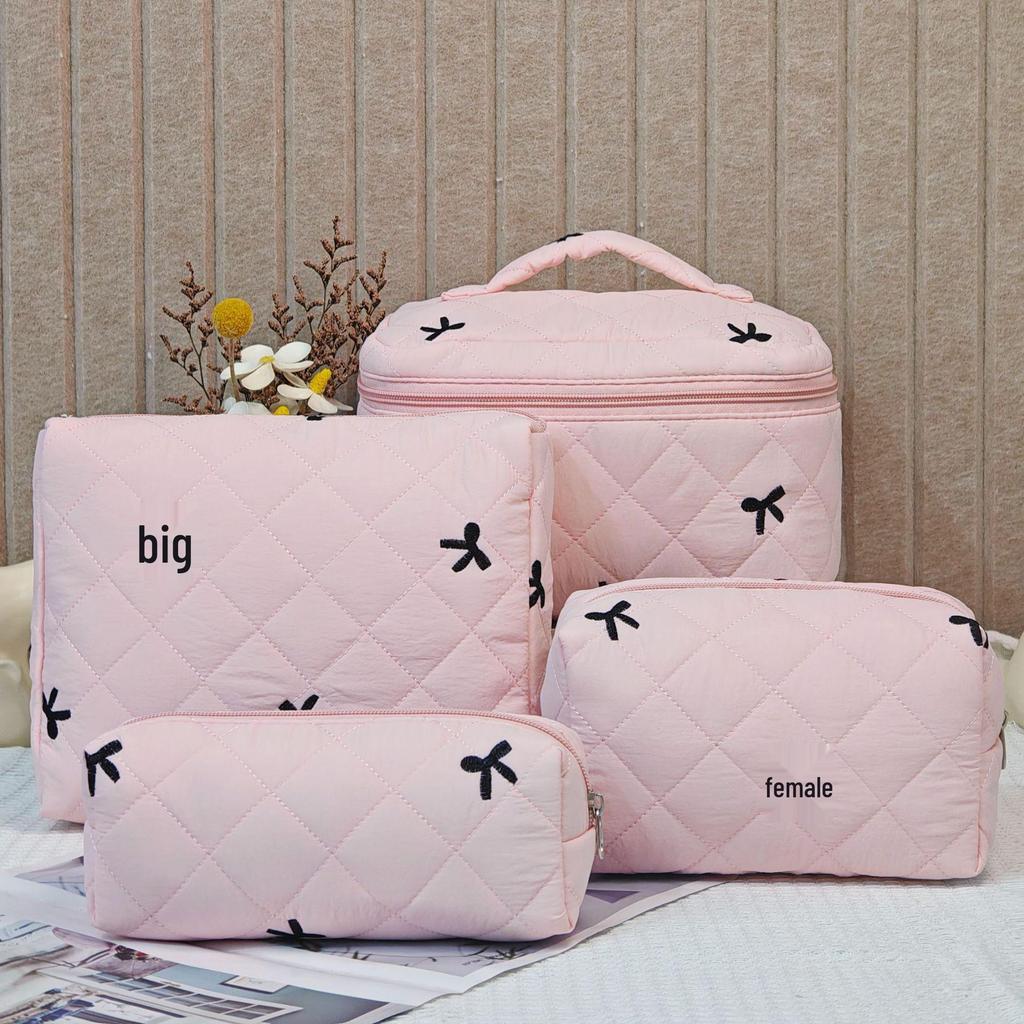 Large Quilted Cotton Handbag: Multipurpose Makeup, Toiletry & Electronics Organizer