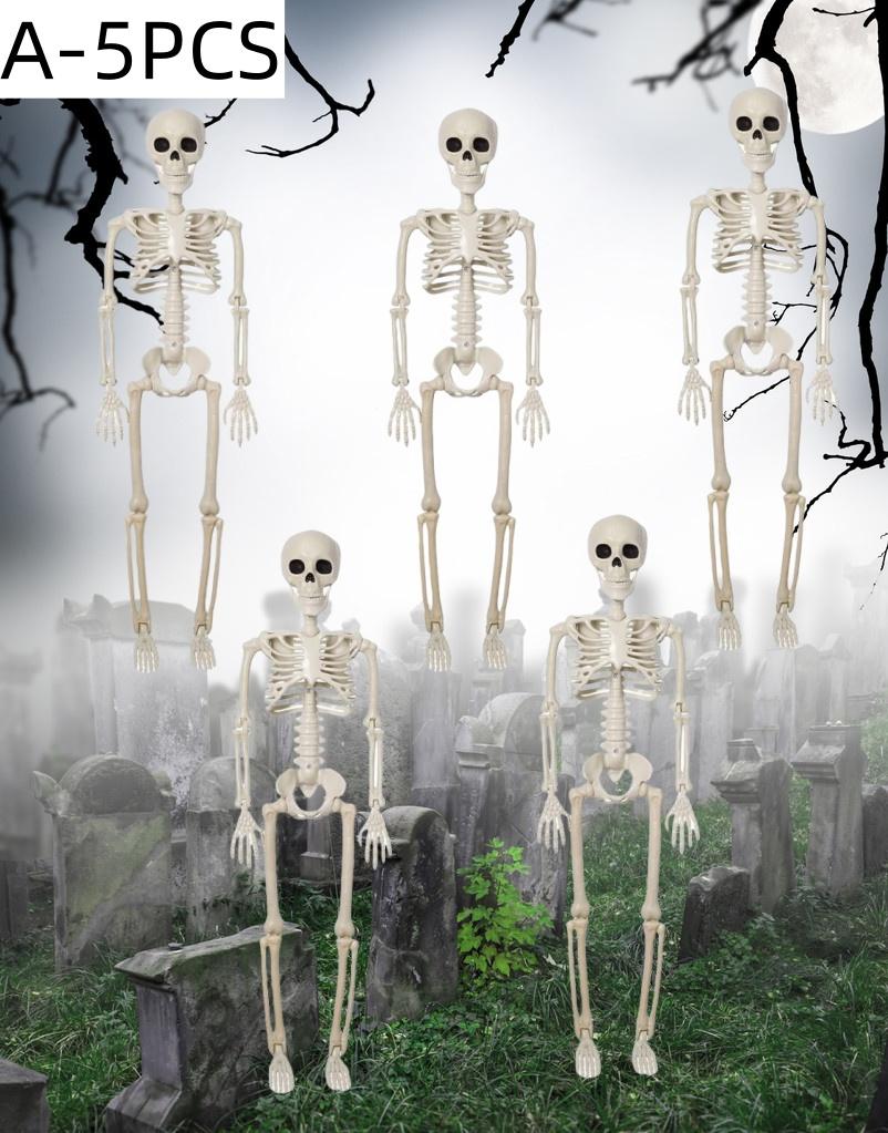 40CM Halloween Simulation Skeleton Hanging Plastic Human Skull Skeleton Can Stand Joints Movable Party Horror Props