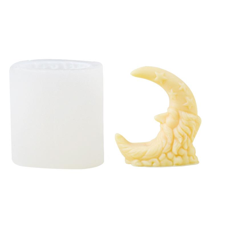 New Design White Eco-Friendly Moon Silicone Candle Mold DIY Aromatherapy Wax Melts Gift-Soap Molds Decorative Candle Holder Cake