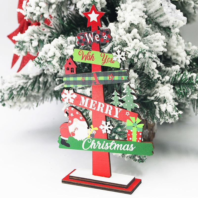 1pcs Desktop Christmas Tree Wooden Ornaments Xmas Wooden Plaques Decorative Ornaments Creative Festival Scene Decoration DIY