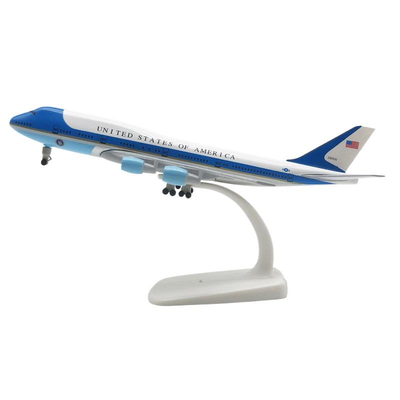 

747 Air Force One Model Plane 20CM B747 Diecast Metal Airplane Model Kit (with Stand) Aviation Military Aircraft Model Gifts небесно-голубой
