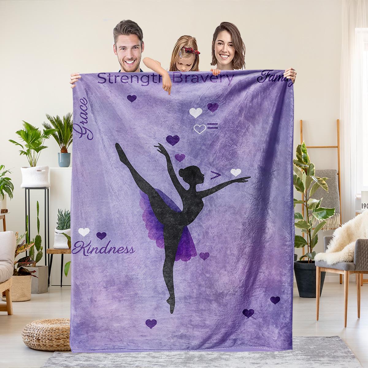 1PC Ballet Girl Silhouette Print Flannel Blanket Multi Size Nap Leisure Sofa Cover Carpet Soft and Comfortable Machine Washable 70x100cm