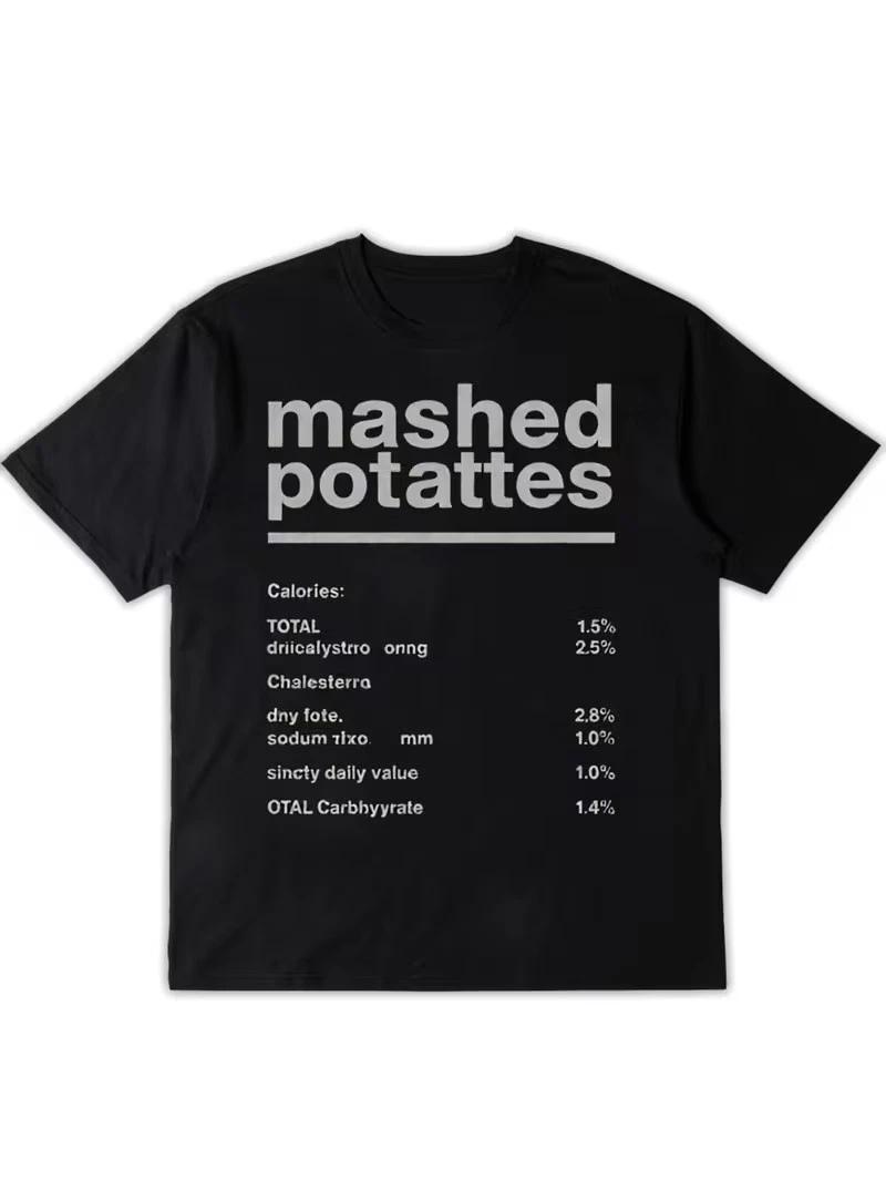 Men S Funny Potato Graphic T-Shirt - Mashed Potatoes Design with Calorie & Nut XS