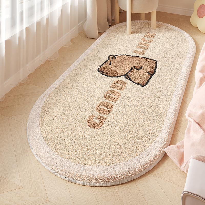 Tapis de Chambre Tapis Doux Moelleux de Chevet Tapis Mignon Dessin Animé Capybara Tapis Long Décoration de Maison Tapis de Sol Antidérapant Alfombra De Dormitorio