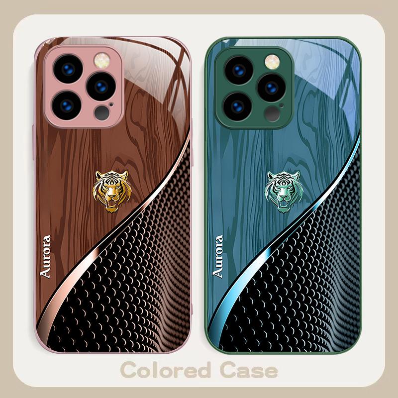 Mignon Tigre Doré Marron Pour iPhone 16 E 15 14 13 Plus 12 mini 11 Pro Max 11Pro XR Xs X 7 8 Plus 16E Coque de Téléphone en Verre Trempé
