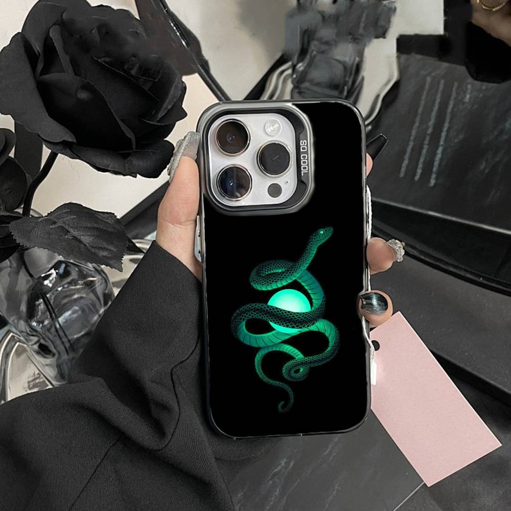 D-Snake Classic Phone Case For iPhone17, 16,15,14,13,12 Pro Max Black Candy Matte Shockproof Cover