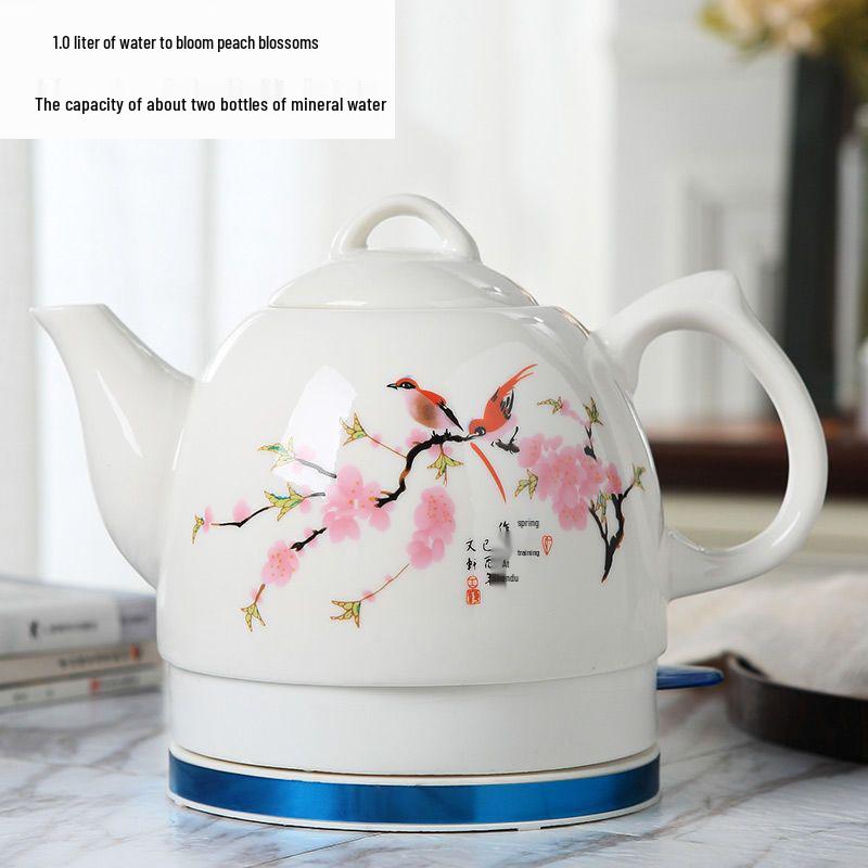 Blue & White Porcelain Electric Kettle: Large Capacity, Automatic Power-Off, Perfect for Home Tea Boiling.