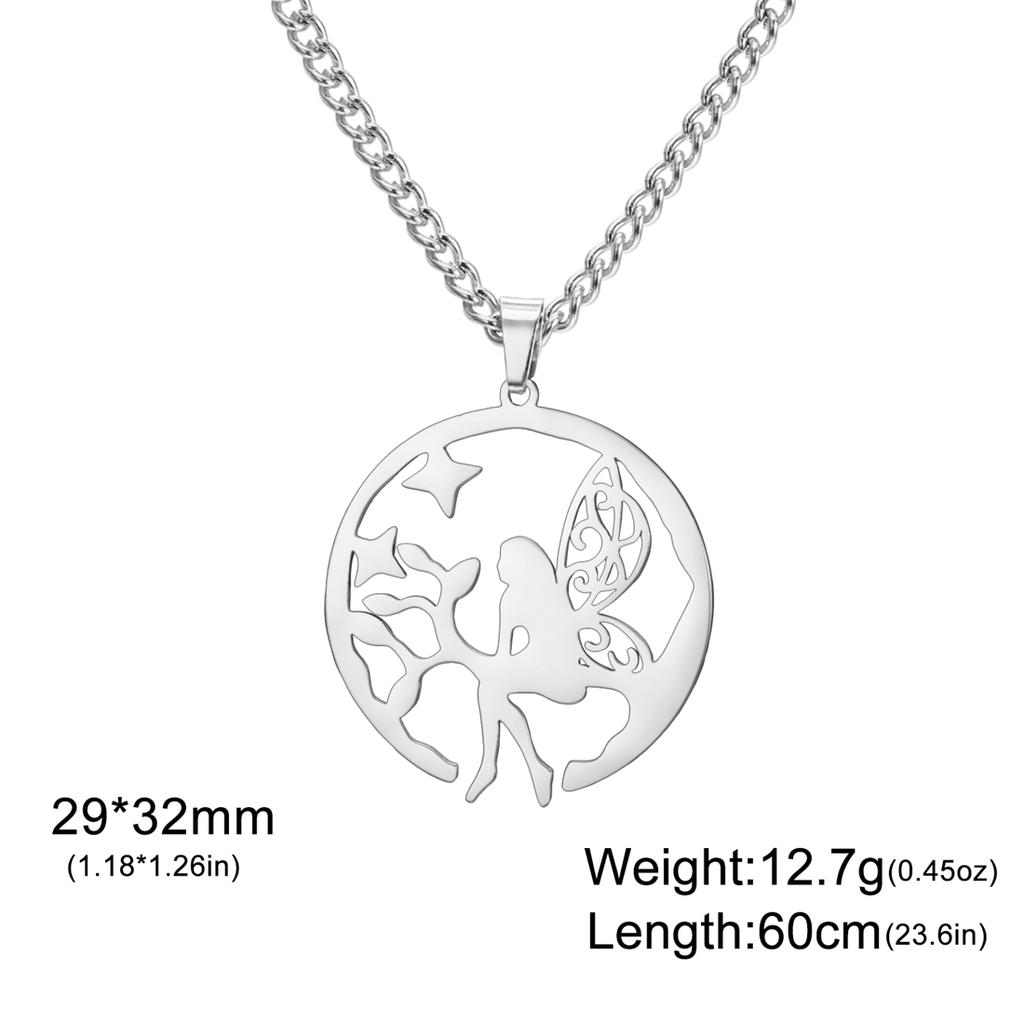  Elegant Flower Fairy Necklaces Stainless Steel Fashion Charm Forest Elf Pendant Chain for Women Lady Party Jewelry Gifts