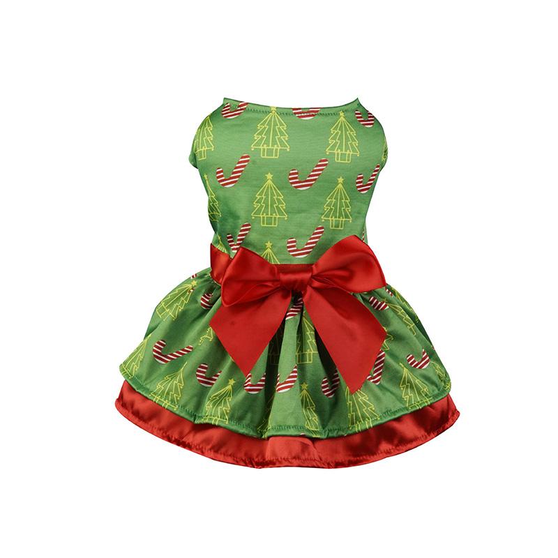 

1 шт., рождественская елка с принтом Санта-Клауса и бантом, костюм для косплея, нарядные рождественские платья для собак, одежда для маленьких собак L