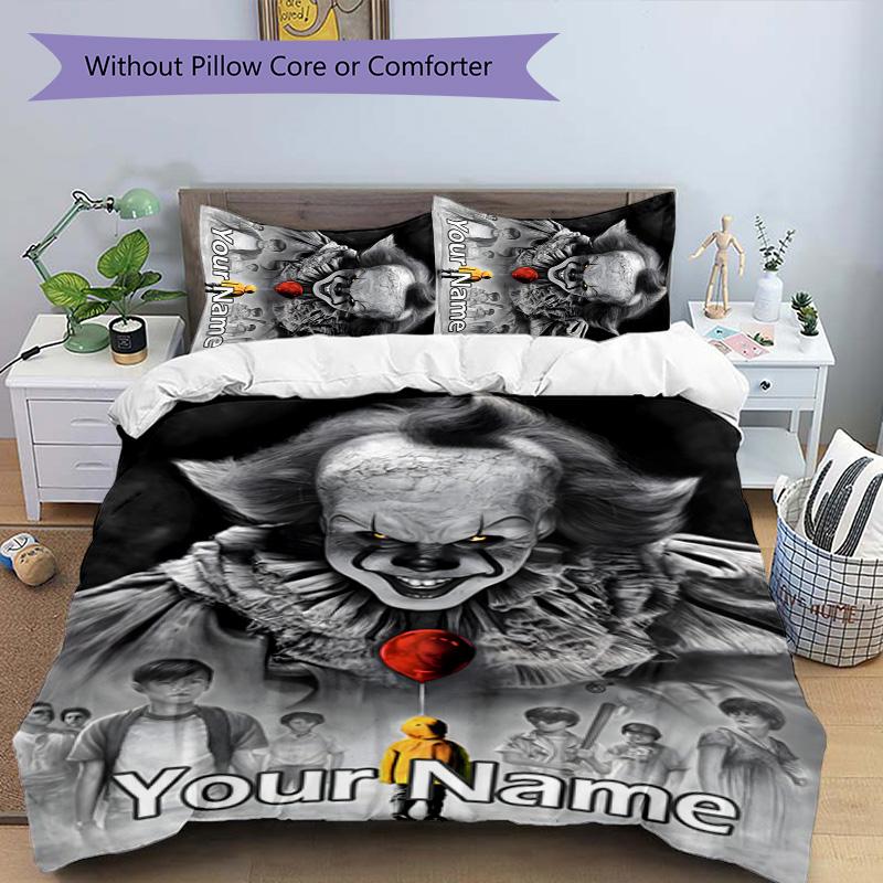 3pcs Pennywise2 Cover Set - Personalized Name, HD Printed Bedding with 1 Cover and 2 Pillowcases - Perfect for Home Decor, Easy Care