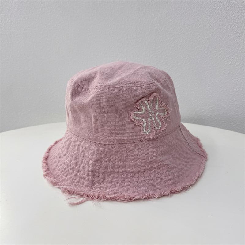 

Hat Versatile Style Flower Burr Edge Womens Sunshade Fishermans Hatscaps рожевий