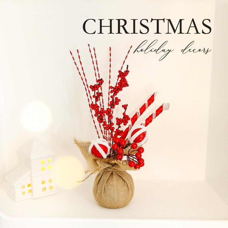Holiday Tabletop Christmas Tree With Festive Flowers For Christmas Party Decor