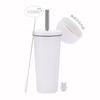 710ml Vacuum Insulated Stainless Steel Tumbler With Ceramic Coating Inner Straw Lid Hot Cold Drinks