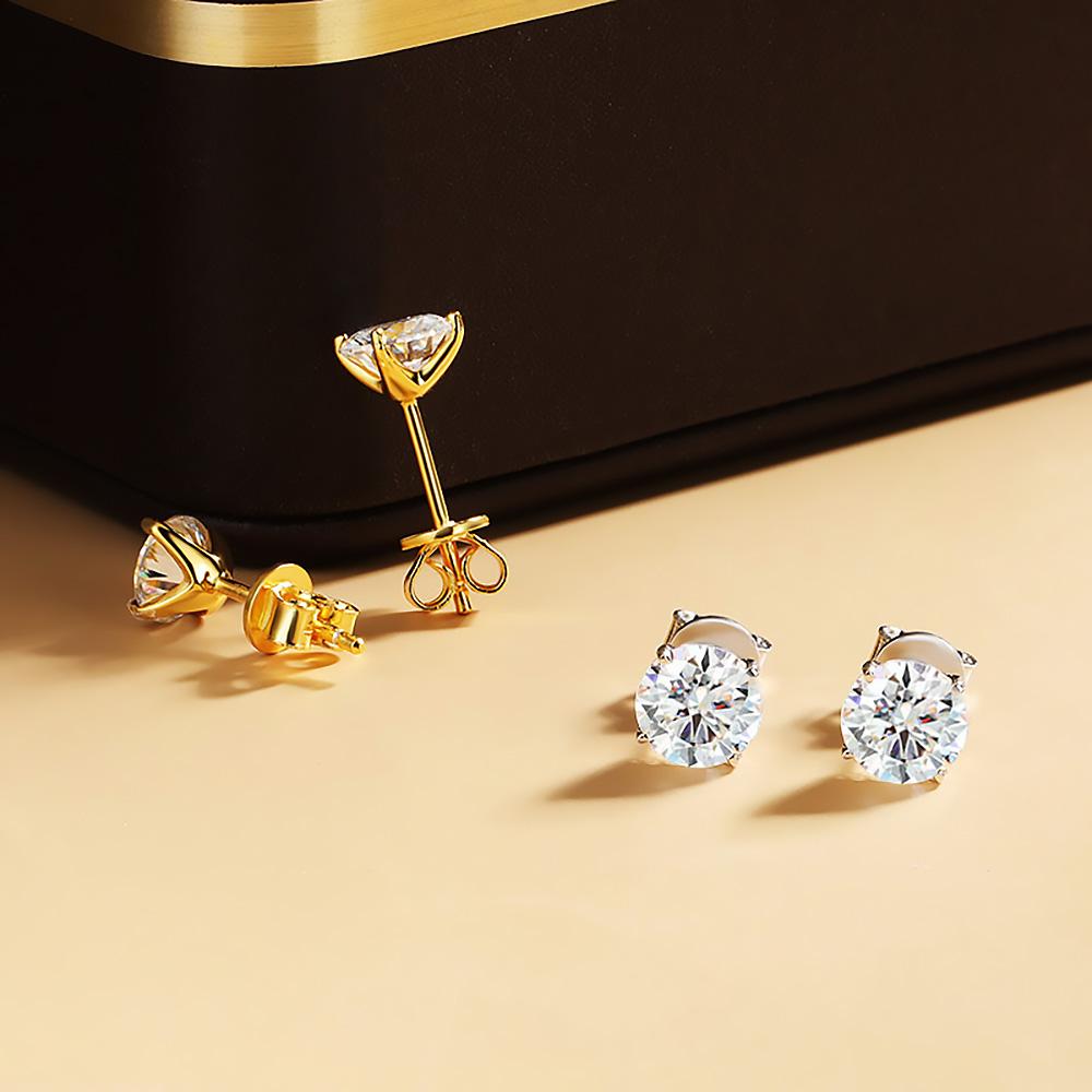 0.2-5ct Moissanite Stud Earring for Women Men Round D Color Diamond 925 Silver 18K Gold Plated Jewelry with