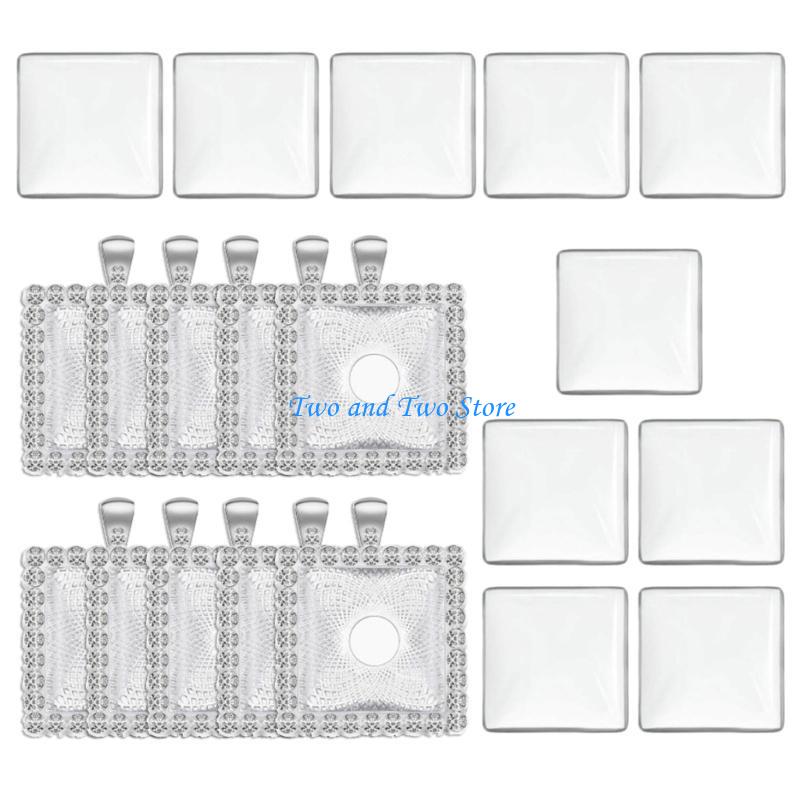 HX6F 10pcs Pendant Base 25x25mm Alloy Tray for Necklace Keychain Photo DIY Jewelry Making Findings Crafts