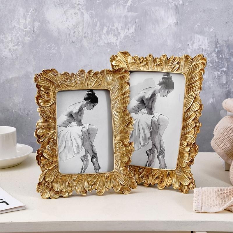 Antiek Sierlijk Rechthoekig Fotolijstje voor Tafelblad Wanddisplay, Retro Fotolijst, Decoratief Fotolijst Huisdecoratie