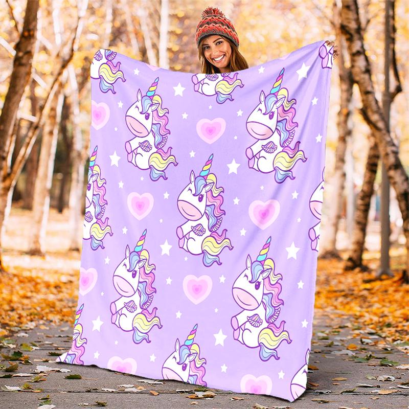 1PC Purple unicorn blanket, al season lightweigh Poster blanket home office outdoor nap multifunc Poster blanketional blanket