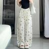 White Butterfly Ripped Yamamoto Pants Women's Summer High Waist Drape Casual Lazy with Drill Small Ripped Wide Leg Pants