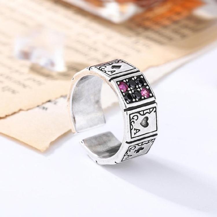 Poker Rings Gothic Diamonds-encrusted Adjustable Rings Women Party Casual Rings