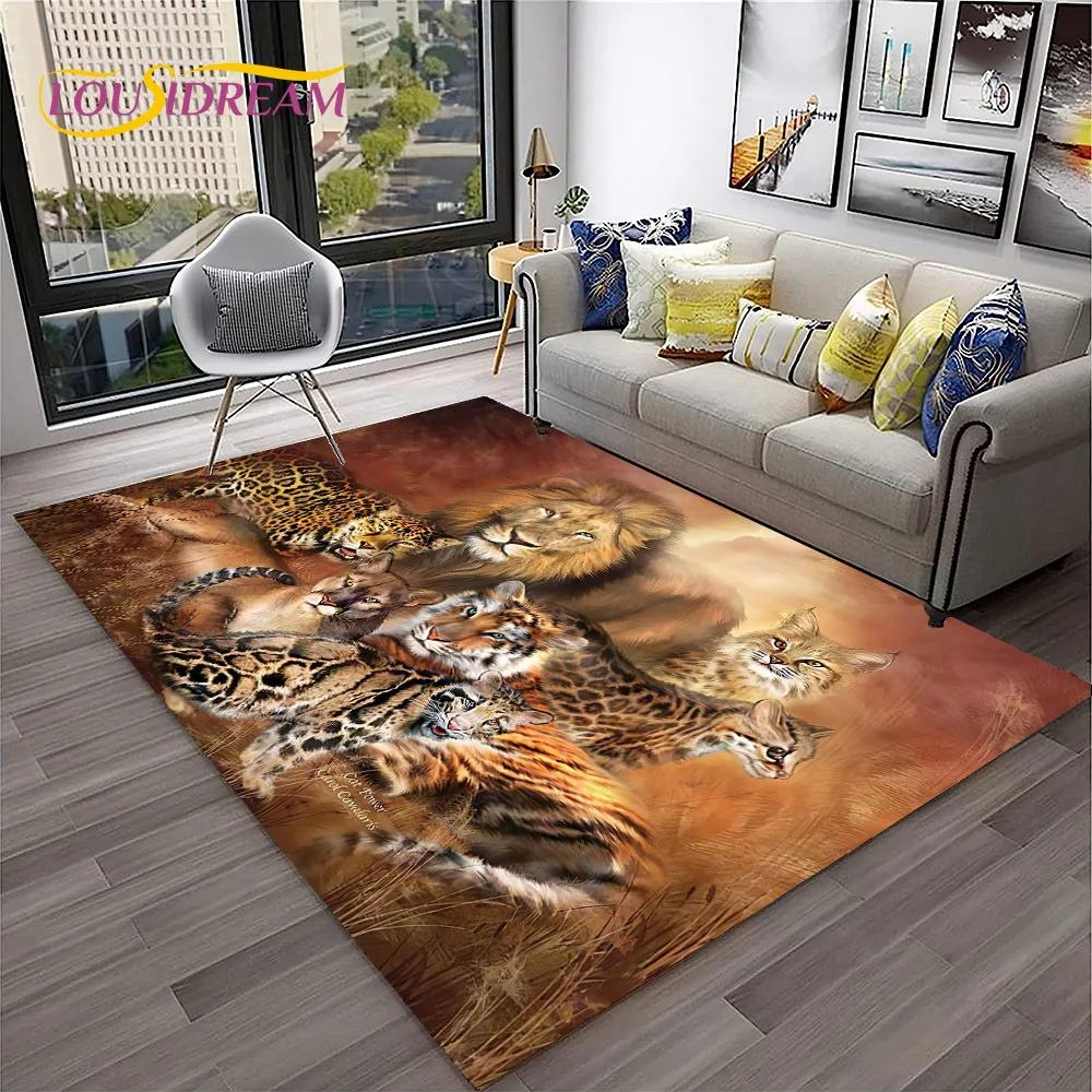 Leopard Cheetah Animals Cartoon Carpet Rug for Home Living Room Bedroom Sofa Doormat Decor,Kid Play Area Rug Non-slip Floor Mat