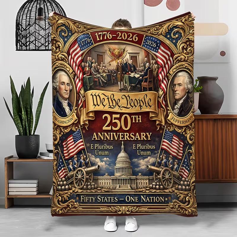 July 4th US Independence Day Flannel Blanket: Digital Print Throw for Sofa and AC