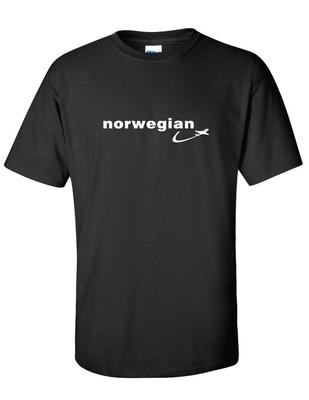 Norwegian Air Weißes Logo Europäische Fluggesellschaft Luftfahrt Schwarzes Baumwoll-T-Shirt