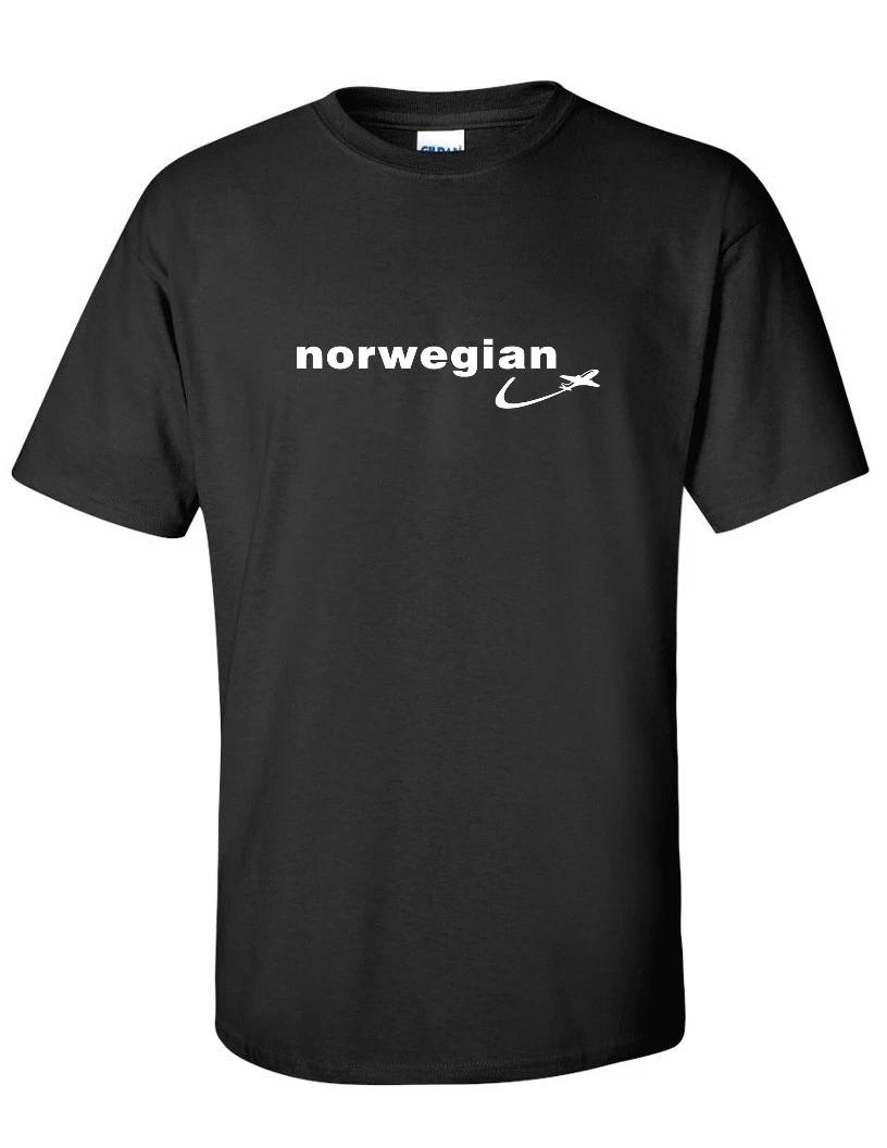 

Norwegian Air White Logo European Airline Aviation Black Cotton T-Shirt 3XL