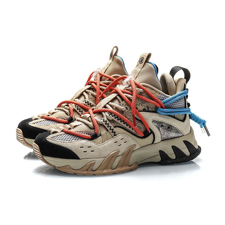 Li Ning Xiao Yao Xing Leather Slip Resistant Abrasion Resistant Low Top Sports Casual Shoes Men's Plain Khaki ARDQ007-1