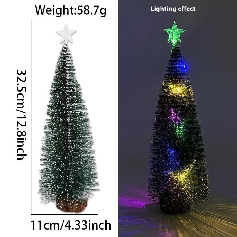 Mini Sztuczna Świąteczna Zielona Cedrowa Lampki Led Igliwie Sosnowe Drzewko Ozdoby Świąteczne Ozdoba na Biurko Prezenty Choinka
