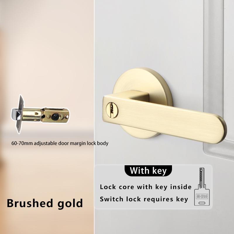 Indoor Door Indication Lock Household Keyed Three-lever Handle Lock White Bathroom Occupied or Unoccupied Door Handle