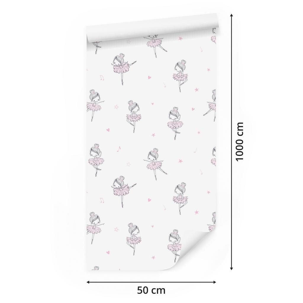 Ballerinas Hearts and Stars Wallpaper for Living Room and Bedroom 50x1000