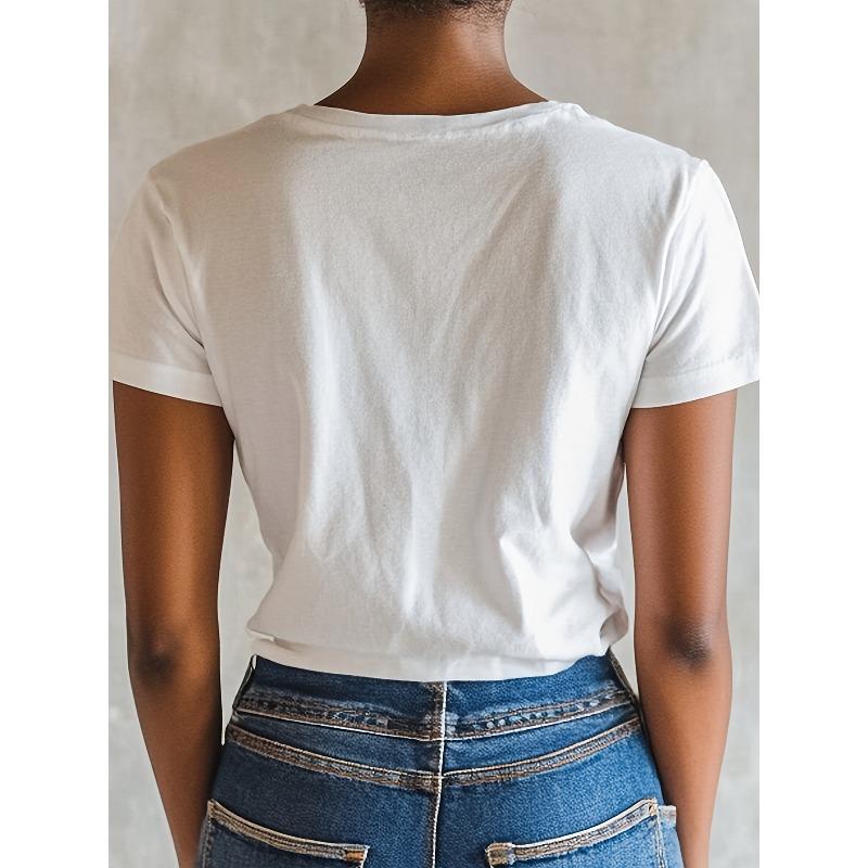 T-Shirt - White Casual Short Sleeve Round Neck Cotton Tee - Great for Casual Wear or Church Events