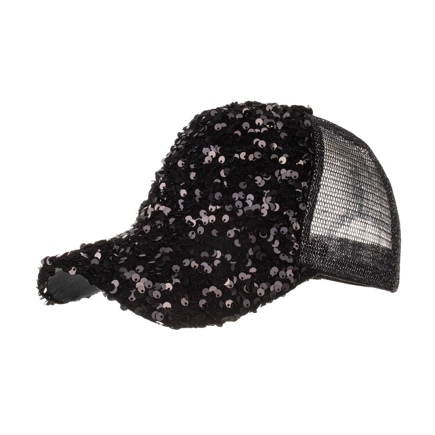 

Весна и лето, новая корейская версия, модная цветная кепка с пайетками и сеткой, бейсболка, кепка с солнцезащитным козырьком для улицы чёрный