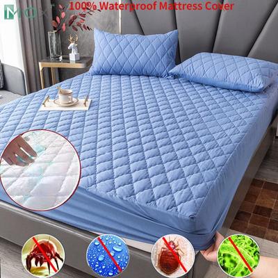 Waterproof Thicken Mattress Protector Cover Non-slip Fitted Bed Sheet Pad  Bed Cover Single Double Bed Queen King Size 1Pc