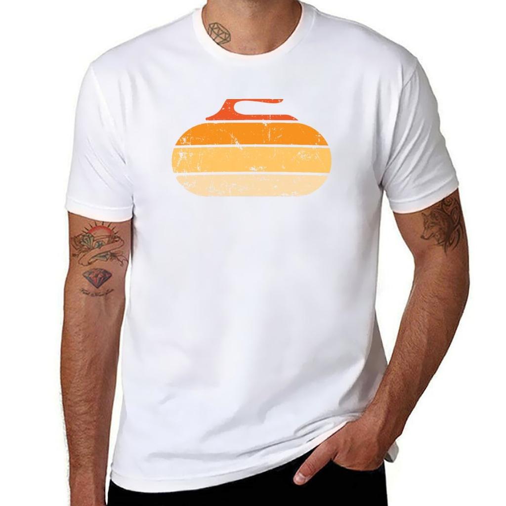 Retro Vintage Curling TShirt Lightweight Sport Basic TShirt