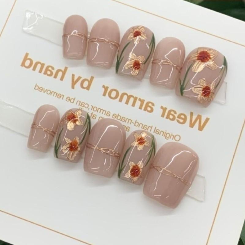 Artificial Nail Flower Manicure Wearable Nails Reusable And Nails Removable