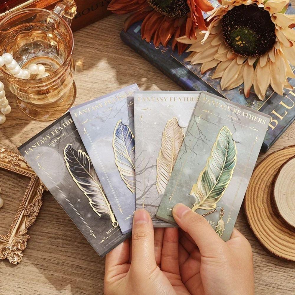 Metal Chain Vintage Book Clip Reading Mark Pendant Bookmark Aesthetic Feather Bookmark Book Lovers