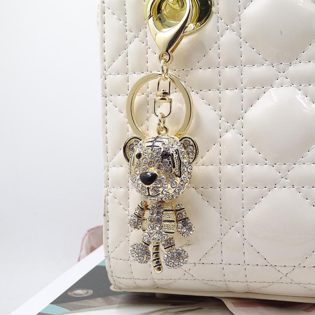 Striped Tiger Keychain with Diamond Inlay & Enamel - Fashion Accessory & Holiday Gift