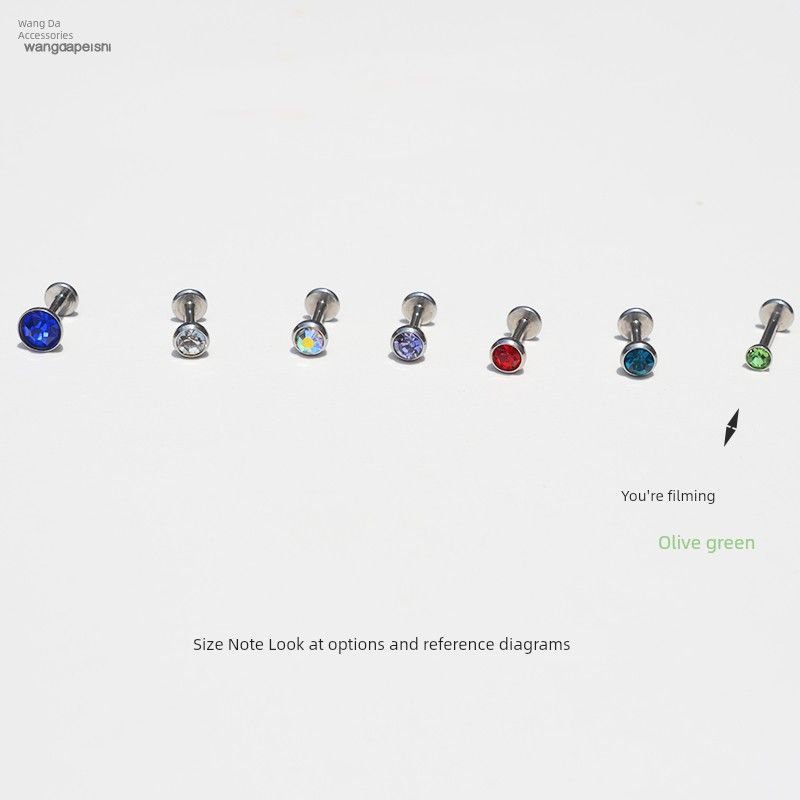 

Ear Studs Ear Bone Stud Rhinestone Flats Nail Internal Thread Internal Rotation 1.2 Thick Needle Hand Threading Nail Nose Stud round Bowl-Shaped Olive Green 4mm * Rod thick 1.2mm * rod length 6mm