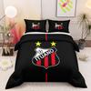 Ituano FC Crest 3 Piece Bedding Set, Red White Stripes Stars Soccer Emblem Duvet Cover Set for Brazilian Football Fans