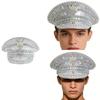 Captain Cap With Sparkling Crystals Sequins Rivet Studdeds For Daily Wear Outdoor Event And Special Occasion Photoshoots