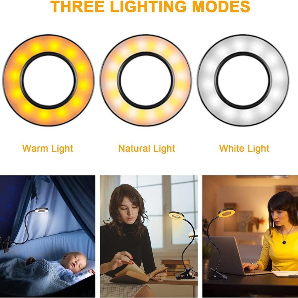 Creative USB Clip-On Table Lamp with Flexible Hose and 3-Color Dimming for Eye Protection and Reading