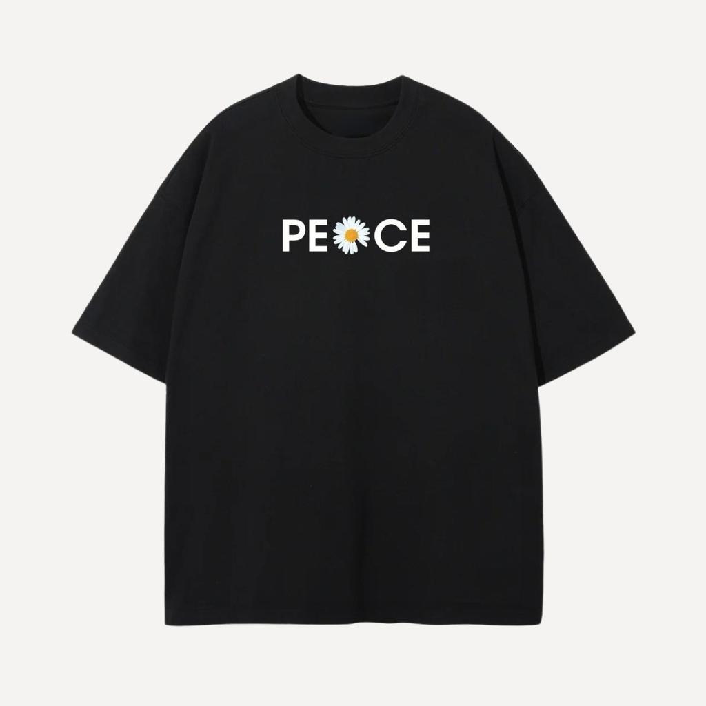 Peace Letter Daisy Flower Print Crew Neck Tshirt Unisex Unisex Short Sleeve Cotton Peace Lover Casual Daily Street Tees
