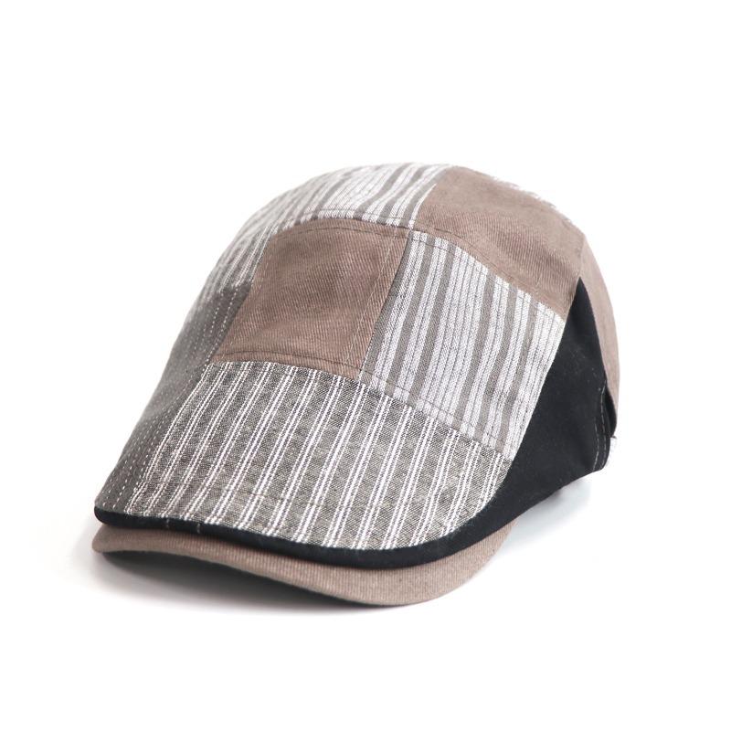 High Quality Baseball Cap Men Women Splicing Striped Contrasting Color Forward Hat Men Women Personalized Fashion Design Beret