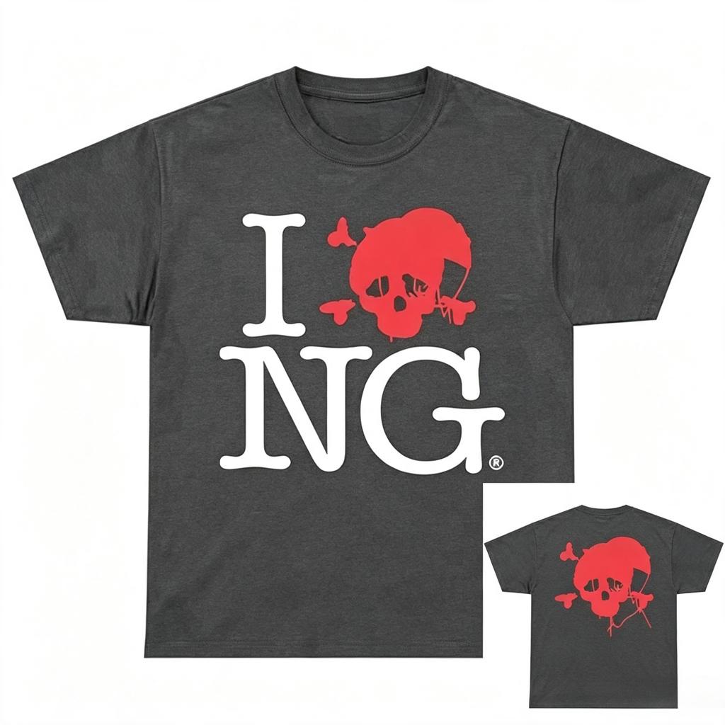 Summer I Love NG I Luv Novagang Americanstyle Printed Crewneck Printed Tshirt Unisexs and Womens YK Hiphop Streetwear